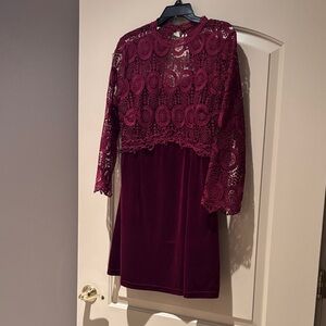 Elegant Burgundy Lace Dress